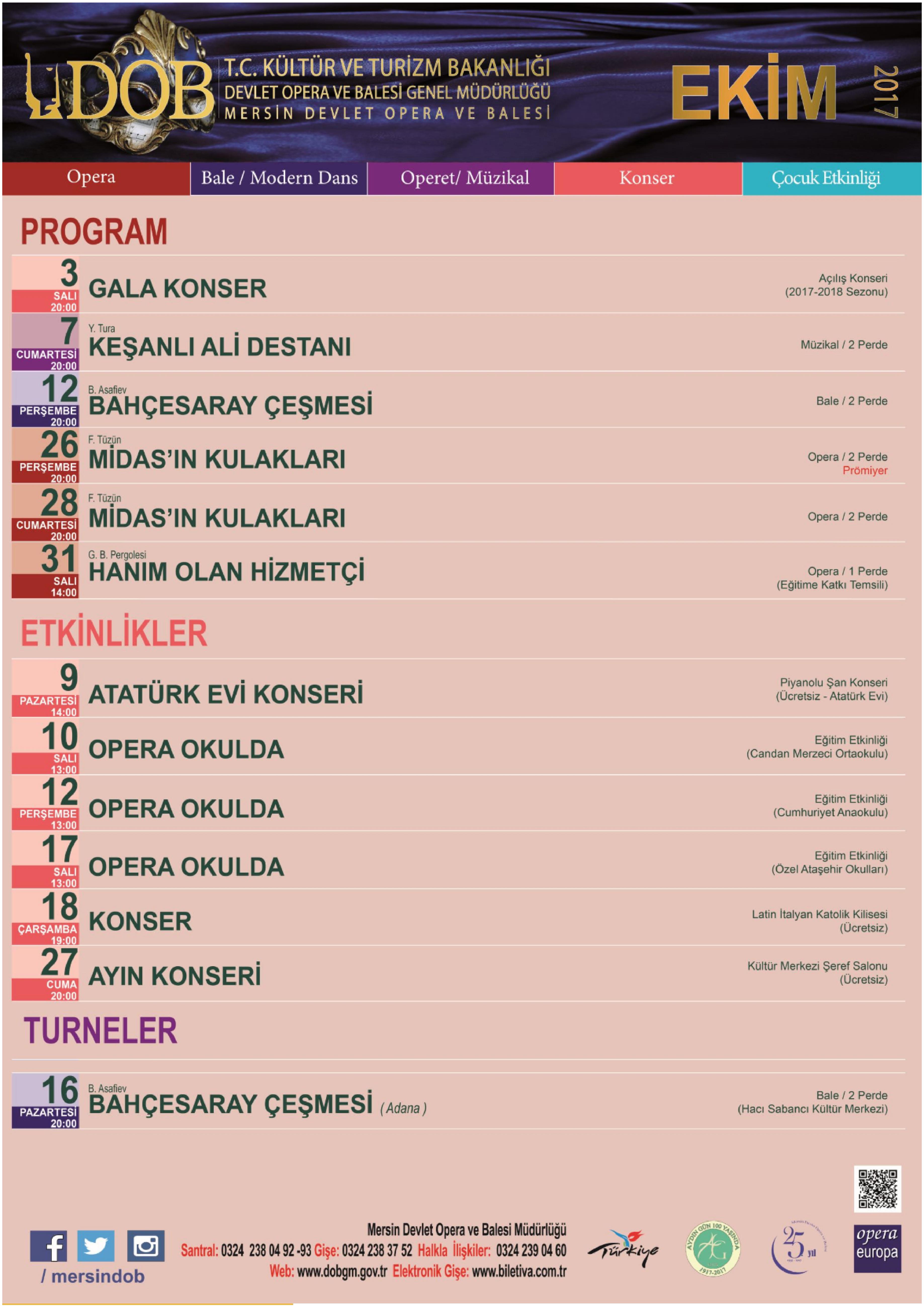 Mersin State Opera and Ballet – The Program of the October Month of 2017 
